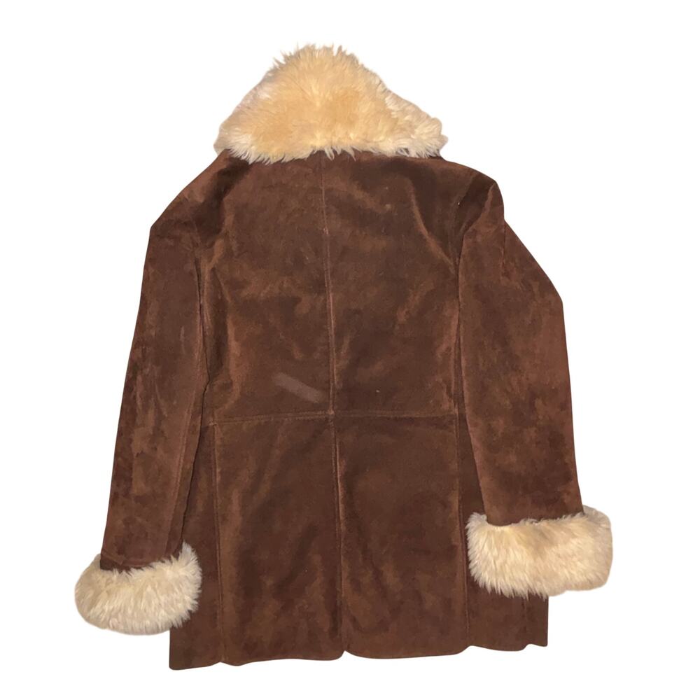 VTG Penny Lane Wilsons Suede Leather Coat Womens L Faux-Fur Trim Boho Jacket - Picture 2 of 14